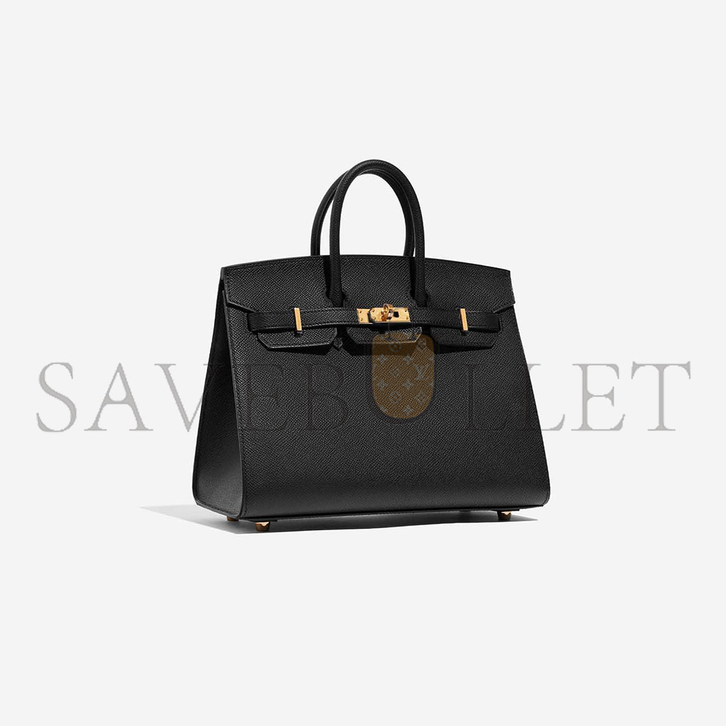 HERMES MASTER BIRKIN 25 EPSOM LEATHER BLACK GOLD BUCKLE HIGH END BAG H028369CC89 (25*20*13cm)